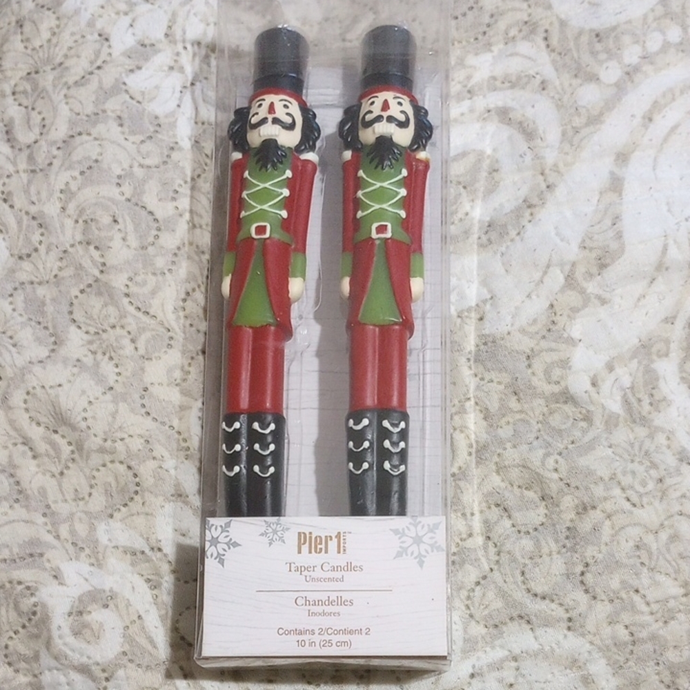 Pier 1 Red and Black Nutcracker Candle Holders